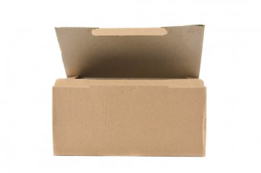 Beyaz arka plan üzerinde kahverengi karton