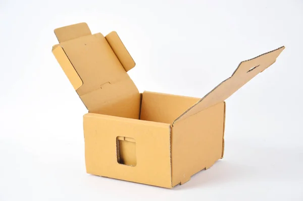 Brown Carton White Background — Stock Photo, Image