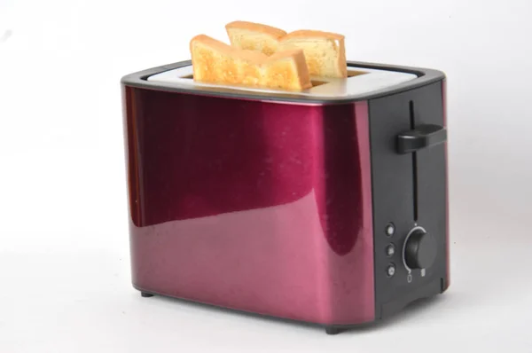 Toast Brödrost Maskin Med Vit Bakgrund — Stockfoto