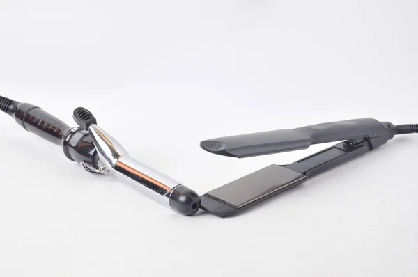 Hair Straightening Tool Iron Curly White Background — Stock Photo, Image