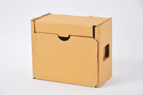 Brown Carton White Background — Stock Photo, Image