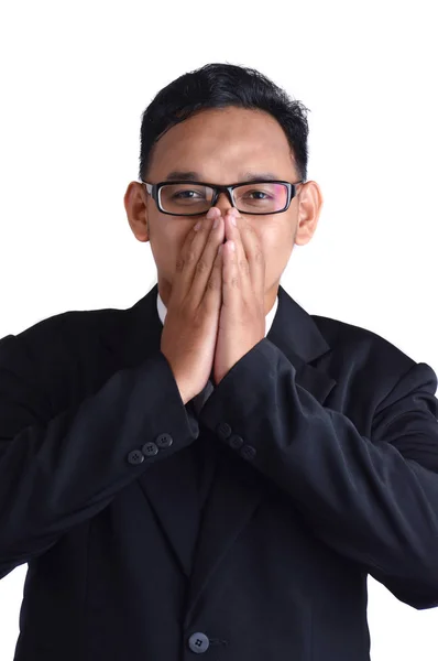 Asian Male Businessman Shut White Background — Stok Foto