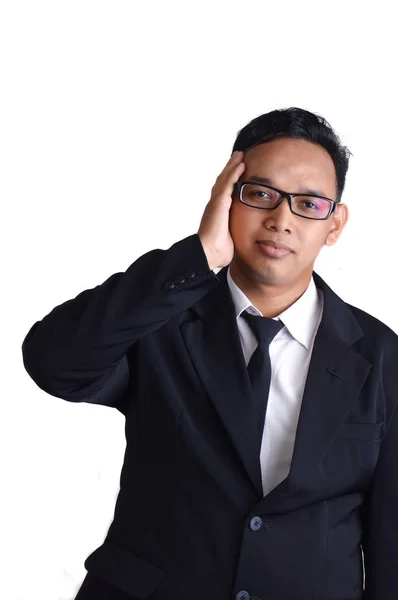 Asijské Mužské Podnikatel Nemocný Bílém Pozadí — Stock fotografie