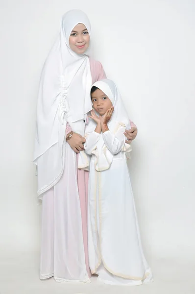 Asiatico Madre Figlia Musulmani — Foto Stock