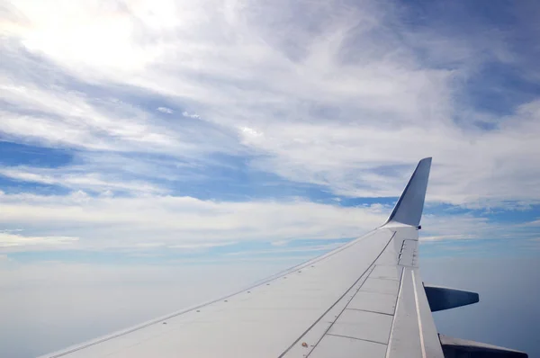 Вид Красиву Хмару Крило Літака Вікна — стокове фото