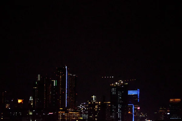 Blick Bei Nacht Auf Die Stadt Jakarta Indonesien — Stockfoto