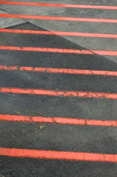 Red Lines Asphalt — Stock Photo, Image