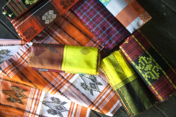 Lipa Sabbe Traditional Woven Silk Fabrics Sengkang — Stock Photo, Image