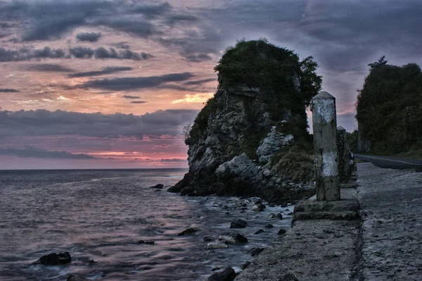 Pôr Sol Praia Coral Palippi Majene Indonesia — Fotografia de Stock