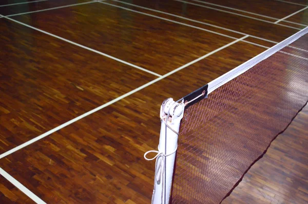 Holzstruktur Auf Dem Badmintonplatz — Stockfoto