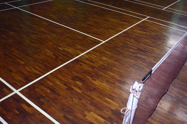 Textura Madeira Quadra Badminton — Fotografia de Stock