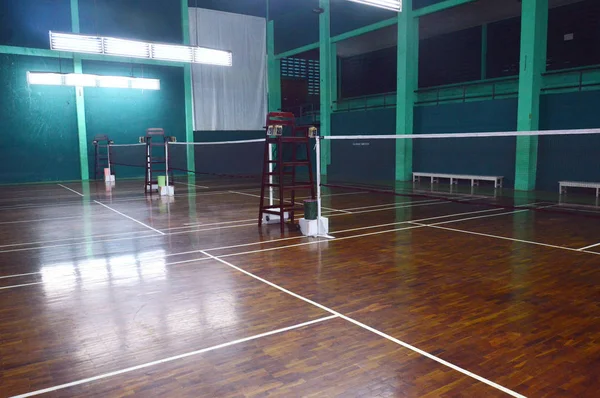 Wooden Texture Badminton Court — Stock Photo, Image