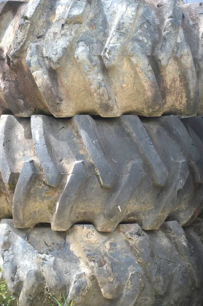 Textura Detallada Patrón Los Neumáticos Del Tractor Fondo —  Fotos de Stock