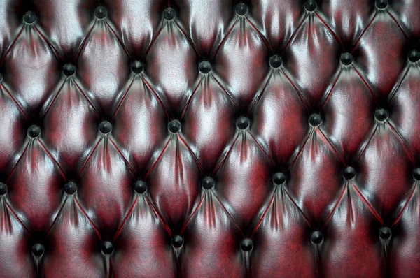 Struktur Und Muster Der Roten Sitzpolster Aus Dunklem Leder — Stockfoto