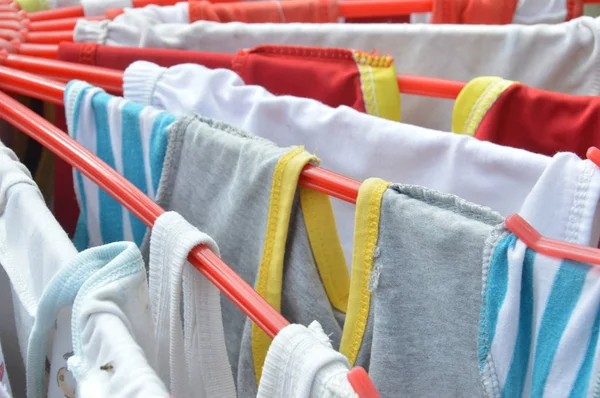 Clothesline Clothes Red Plastic Spiral Handle — Stock Photo, Image