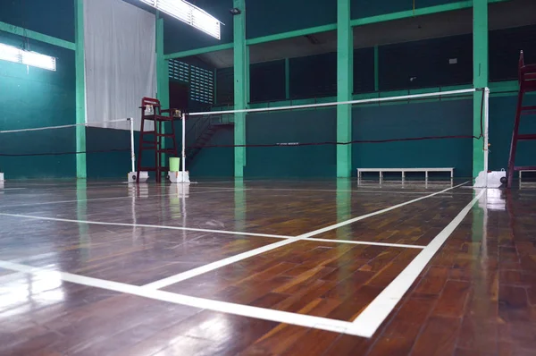 Holzstruktur Auf Dem Badmintonplatz Stockbild