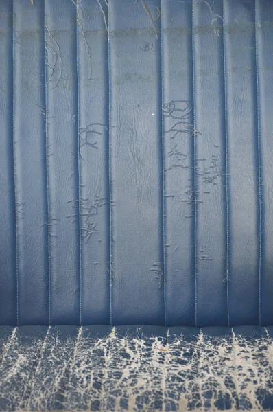Textura Padrão Estofos Antigos Assento Couro Azul — Fotografia de Stock