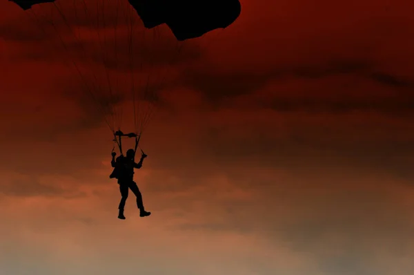 Attraction Parachutisme Dans Ciel — Photo