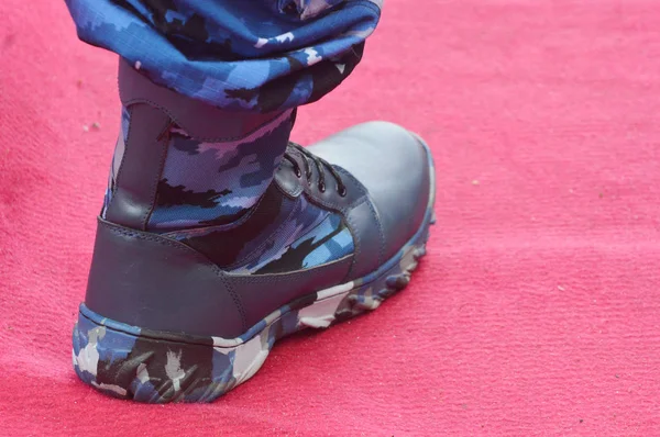 Detailed Black Military Boots — Stock Photo, Image