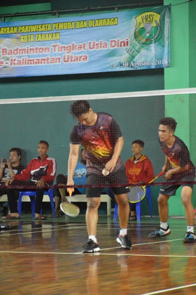 Tarakan Indonesia Agosto 2016 Gara Badminton Allo Stadio — Foto Stock