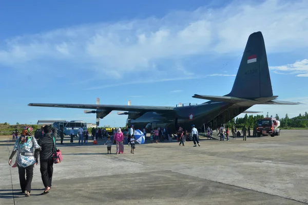 Tarakan Indonésie Březen 2017 Herkules Vojenské Letadlo Statické Show Sukhoi — Stock fotografie