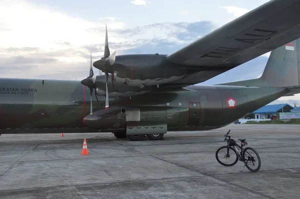 Tarakan Indonesia Marzo 2017 Avión Militar Hércules Espectáculo Estático Aviones —  Fotos de Stock