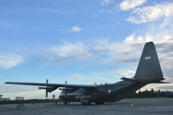 Tarakan Indonesia Marzo 2017 Avión Militar Hércules Espectáculo Estático Aviones —  Fotos de Stock