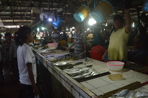 Tarakan Indonesia Marzo 2017 Gusher Mercado Tradicional Verduras Pescado Ciudad —  Fotos de Stock