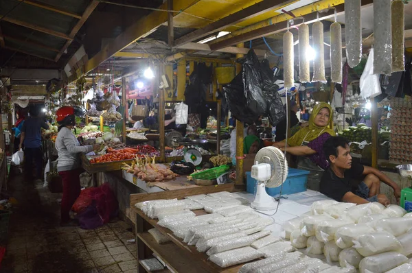 Tarakan Indonesia Marzo 2017 Gusher Mercado Tradicional Verduras Pescado Ciudad — Foto de Stock