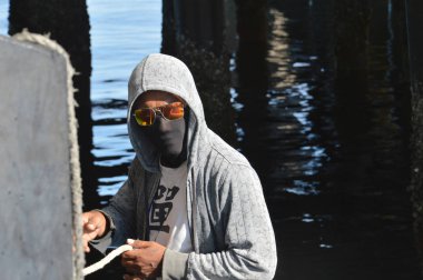 TARAKAN, INDONESIA - MAY, 13, 2016 : a crew speedboad  on the Tengkayu seaport Tarakan Indonesia