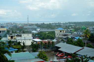 TARAKAN, INDONESIA - 22th May  2016 : view of Tarakan city from altitude