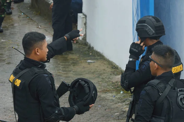 Tarakan Indonesien April 2017 Der Sicherheitsbeamte Steht Vor Der Eröffnungszeremonie — Stockfoto