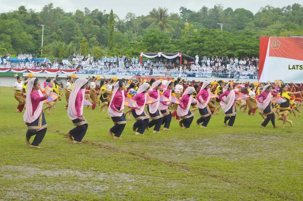 Tarakan Indonésia Abril 2017 Uma Dança Colossal Cerimônia Abertura Treinamento — Fotografia de Stock