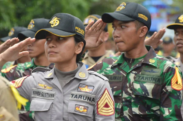 Tarakan Indonésia Abril 2017 Aparições Bateria Cadetes Academia Das Forças — Fotografia de Stock