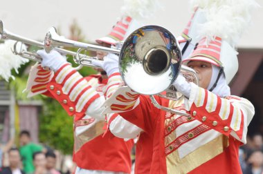 Tarakan, Endonezya. 22 Ocak 2017 Don Bosco School Tarakan, Endonezya 'da bando yarışması