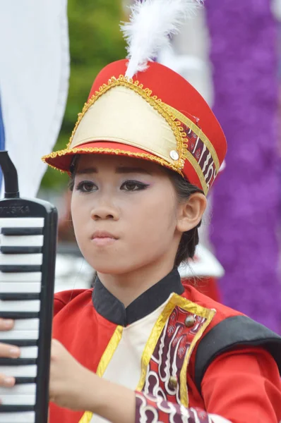 Tarakan Indonesien Januari 2017 Marscherar Bandtävling Don Bosco School Tarakan — Stockfoto