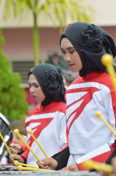 Tarakan Indonezja Stycznia 2017 Konkurs Orkiestry Marszowej Szkole Don Bosco — Zdjęcie stockowe