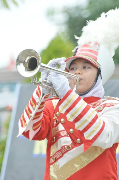 Tarakan Indonesien Januari 2017 Marscherar Bandtävling Don Bosco School Tarakan — Stockfoto