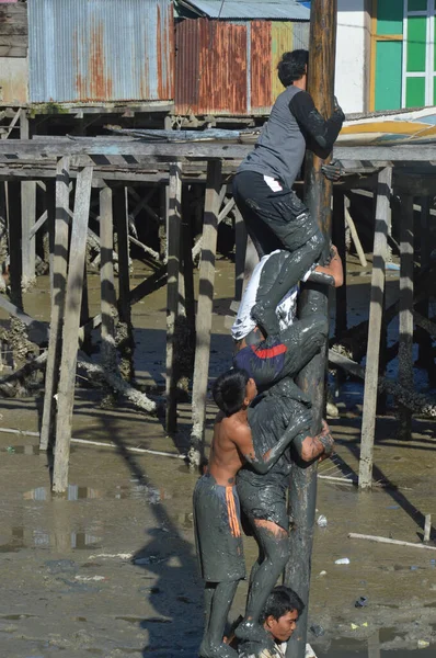 Tarakan Indonésia Agosto 2017 Areca Escalada Competição Fim Animar Celebração — Fotografia de Stock