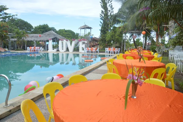 Tarakan Indonésia Fevereiro 2017 Decoração Aniversário Piscina — Fotografia de Stock