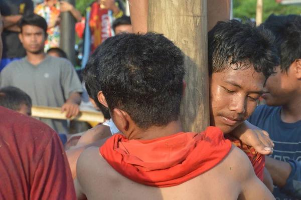 Tarakan Indonesia Augusti 2019 Panjat Pinang Klättring Hal Pol Tävling — Stockfoto