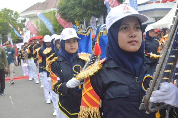 Tarakan Indonesia Agosto 2019 Attrazioni Della Banda Tamburi Durante Marce — Foto Stock