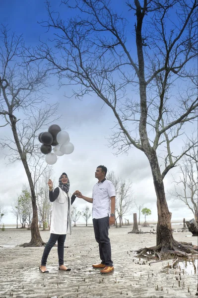 Tarakan Indonesia Febrero 2017 Sesión Fotográfica Previa Boda Parejas Novios — Foto de Stock