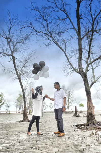 Tarakan Indonesien Februar 2017 Pre Wedding Fotosession Indonesischer Brautpaare Legeren — Stockfoto