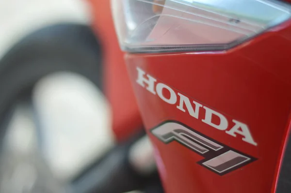Tarakan Indonesia Mayo 2018 Detalle Sobre Espectacular Moto Honda Roja —  Fotos de Stock