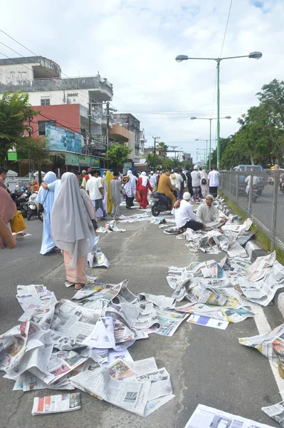 Tarakan Indonesia Giugno 2018 Comunità Musulmana Prega Gli Eid Nella — Foto Stock