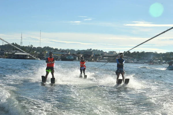 Tarakan Tanjung Selor Indonesia April 2017 Breaking Muri Water Skiing — Stock Photo, Image