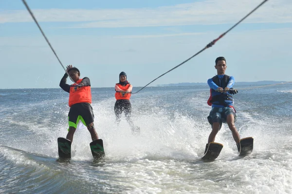 Tarakan Tanjung Selor Indonesia April 2017 Breaking Muri Water Skiing — Stock Photo, Image