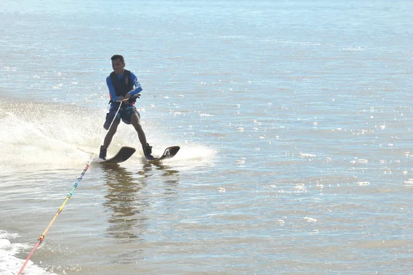 Tarakan Tanjung Selor Indonesia April 2017 Breaking Muri Water Skiing — Stock Photo, Image