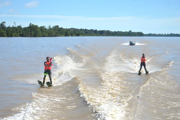 Tarakan Tanjung Selor Indonesia April 2017 Breaking Muri Water Skiing — Stock Photo, Image